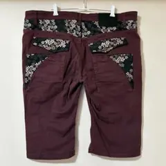 雅結 ミヤビムスビ デニムパンツ 和柄 刺繍柄 鯉 桜 インディゴ L 良品】雅結 ミヤビムスビ ジーンズ インディゴ 和柄刺繍 XXLサイズ