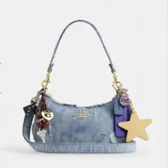 新品◇ COACH テリ ショルダー バッグ・ラブド デニム・チャーム