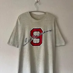 US古着 ロゴプリントTシャツ 9番 グレー