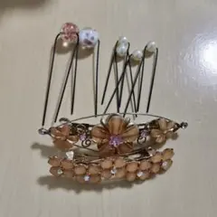 【バラ売り不可】ヘアピン　パール　バレッタ　フラワー　お花　ヘアアクセサリー