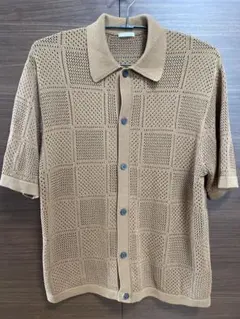 GU Mサイズ メッシュニットシャツ　ブラウンのサムネイル