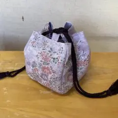 花⭐️ふうせん巾着袋〜和柄 お淑やかパープル〜