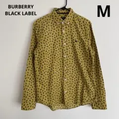 バーバリーブラックレーベル 2 M 長袖シャツ 葉っぱ柄 黄色 柄シャツ