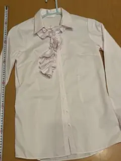 フリル付きピンク長袖シャツ