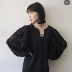 Lumier リュミエ　バルーンスリーブ ブラック ロングドレス