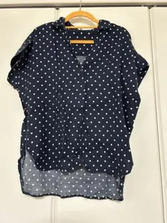 グローバルワーク　ドットブラウス　水玉　Mサイズ　紺色