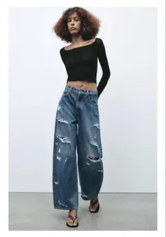 ZARA レースシームレストップス