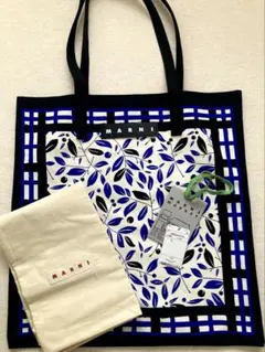 【お値下】MARNI MARKET バンダナトート　ブルーリーフ 2026年最新】マルニバンダナトートの人気アイテム - メルカリ