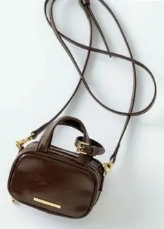 【新品未使用】23区 ブラウンミニ ボストンチャ━ム　合成皮革