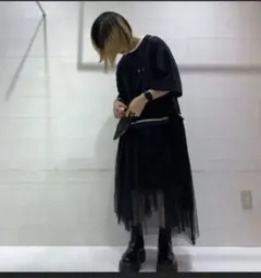 MILKFED. ドッキング フレアスカート ワンピース ネイビーのサムネイル