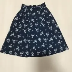 GLACIER ネイビー花柄フレアスカート M