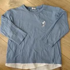 PEANUTS 青 Tシャツ 重ね着風100
