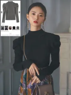 GRL パワショルハイネックリブニットトップス