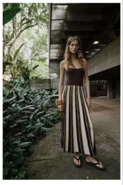 ZARA ラスティックストライプワンピース　M 新品未使用