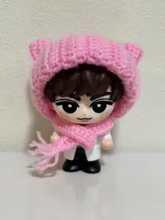 【51】Snow Man すのチルぬいソフビ　猫耳ニット帽子 マフラー付　ピンク