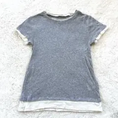 ZARA ダブルレイヤード　デザインTシャツ　グレー