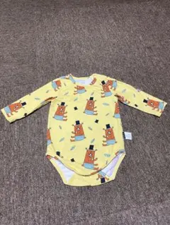 ロンパース 長袖 カバーオール イエロー クマ柄 ベビー服 サイズ80