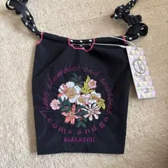 【新品】D.KELLY サコッシュ ミニ ショルダーバッグ 花刺繍 ブラック