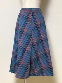 フレアスカート チェック柄 ロングスカート フレア カラフル L スカート 総柄