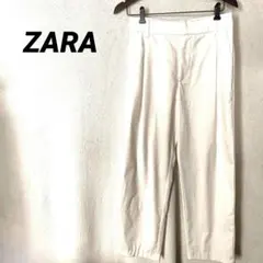 4293K ザラ ハイウエスト クロップドワイドパンツ ホワイト XS-L 白