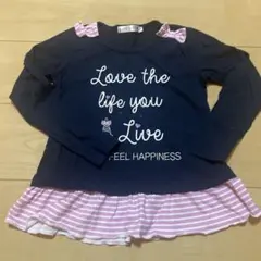 ネイビー ピンク 長袖カットソー 120