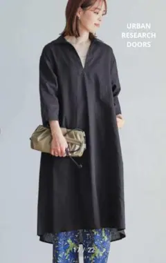 アーバンリサーチドアーズ　リネンコットンスキッパーワンピース　ポケット両サイド