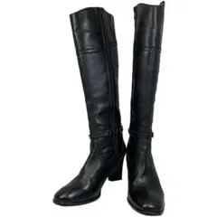 【美品】サヴァサヴァ (22.5) ロングブーツ サイドジップ 本革 希少