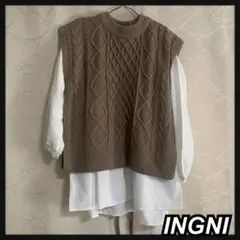 新品タグ付INGNI バックリボンベスト&シャツセット　M