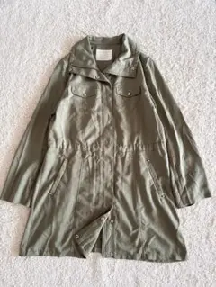 Feroux フェルゥ ビジュー付き 薄手 コート フェミニン カーキ 羽織り