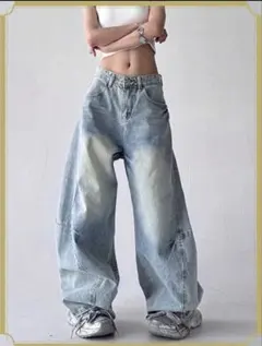 SHEINシーインレディースデニムパンツ ストリート系サーベルジーンズのサムネイル