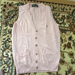 イーストボーイ　前開きベスト　ピンク×刺繍ブラウン　９号　綿100%　JK制服