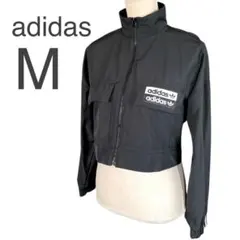 adidas クロップドジャケット ショート丈 M ブラック レディース