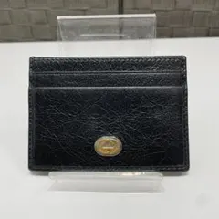 GUCCI レザー製 黒 カードケース 金色ロゴ