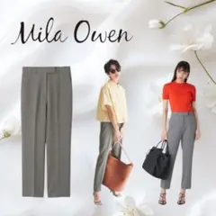 Mila Owen 後ろゴム センタープレス テーパードパンツ グレー／サイズ1
