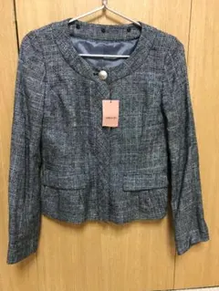 ツイードジャケット ノーカラージャケット