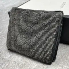 GUCCI グッチ 折り財布 グレー キャンバス レザーのサムネイル