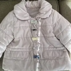 petit main 110cm 薄紫 リボン付きダウンコート