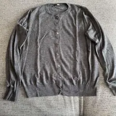 UNIQLO メリノウールクルーネックカーディガン グレー