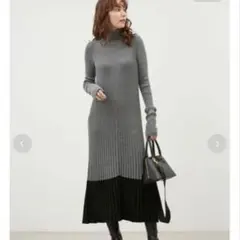 MilaOwen（ミラ オーウェン）　タートルネックロングリブニットワンピース