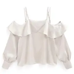 GRL パールストラップ付きオフショルダーフリルブラウス[ac2477]