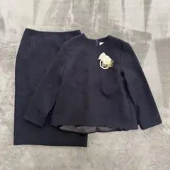 18.デミルクスビームス ツイード ペプラム セットアップ ネイビー 36