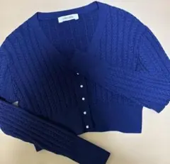 ココディール　カーディガン　アーガイルクロップドパールボタンボレロ