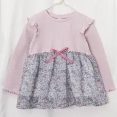 美品　アプレレクール　フリル付き　花柄　長袖　カットソー