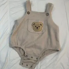 訳あり 激安 ベビー サロペット くま シンプル ワッフル生地