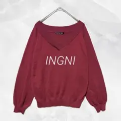 a2332 INGNI 깊은 V 목 긴팔 니트 풀오버 보르도 간단한 M