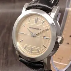稼動品 Burberry バーバリー スクエア ネイビー文字盤 デイト 腕時計