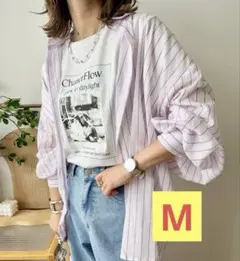 【美品】【未使用】しまむら　mayoさんコラボ　袖口リブシャツ　春夏　シアーのサムネイル