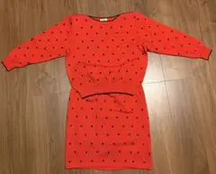 ヴィンテージ　昭和　バブル　ニット　 セットアップ　赤　トランプ柄