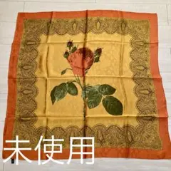 【未使用】 ANNE KLEIN スカーフ 薔薇 ペイズリー オレンジ