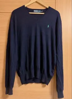 Polo by Ralph Lauren 長袖 Vネックニット ネイビー Lのサムネイル